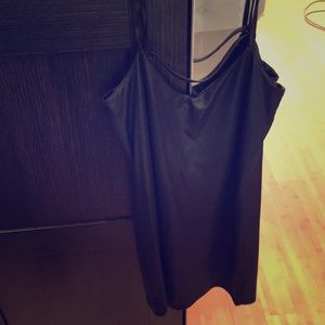Black leather bodycon dress